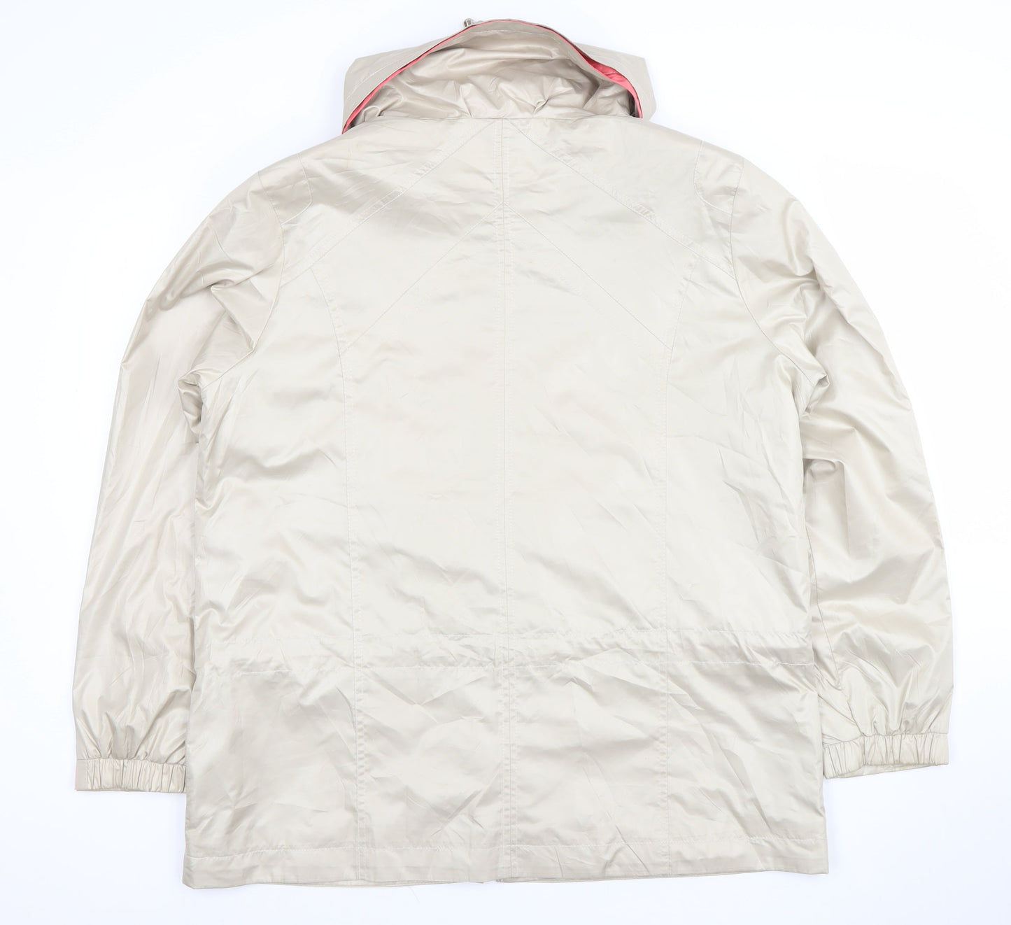Franztex Womens Beige Hooded Rain Coat Jacket L Lightweight