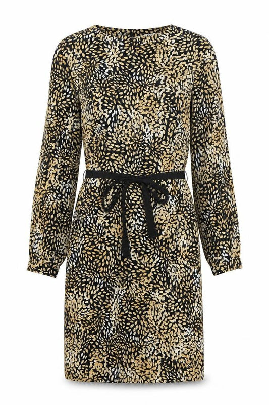 Punt Roma Women’s Black Gold Wrap Dress L Long Sleeve Viscose Stretch