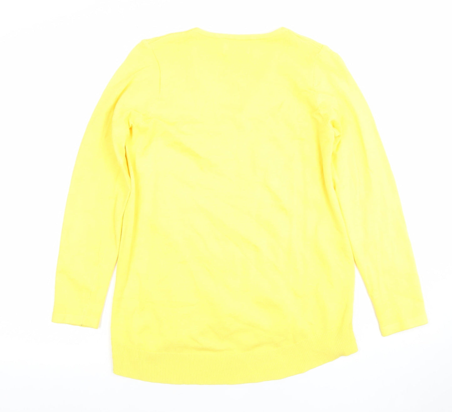 Savida Women’s Yellow V-Neck Knit Zip Detail Long Sleeve Top Size S