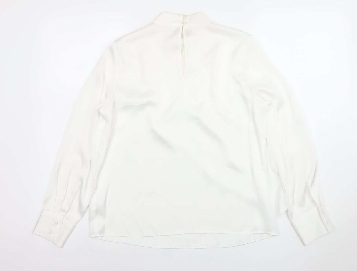 Savida Women's White High Neck Long Sleeve Chiffon Blouse Size 10