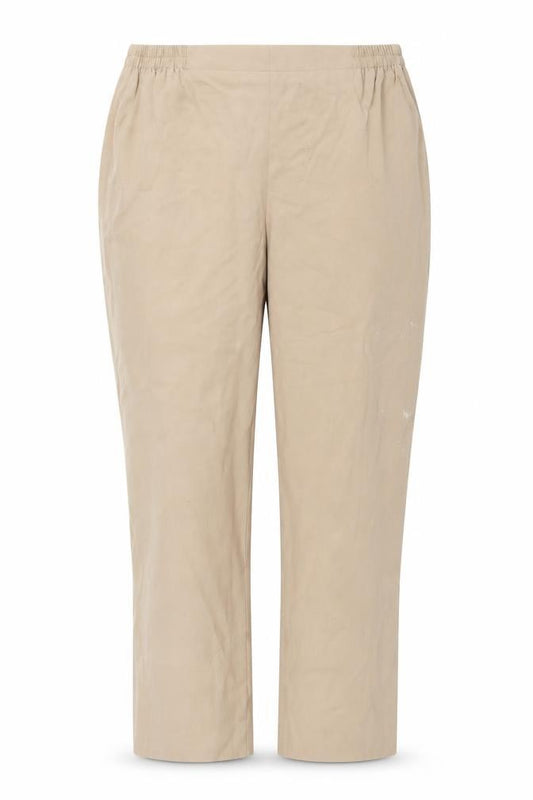 Artigiano Womens Beige Cotton Stretch Straight Leg Trousers Size 12