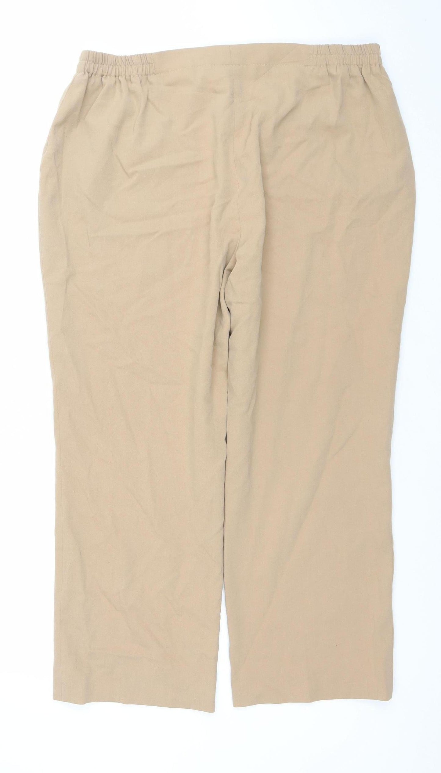 Artigiano Womens Beige Cotton Stretch Straight Leg Trousers Size 12