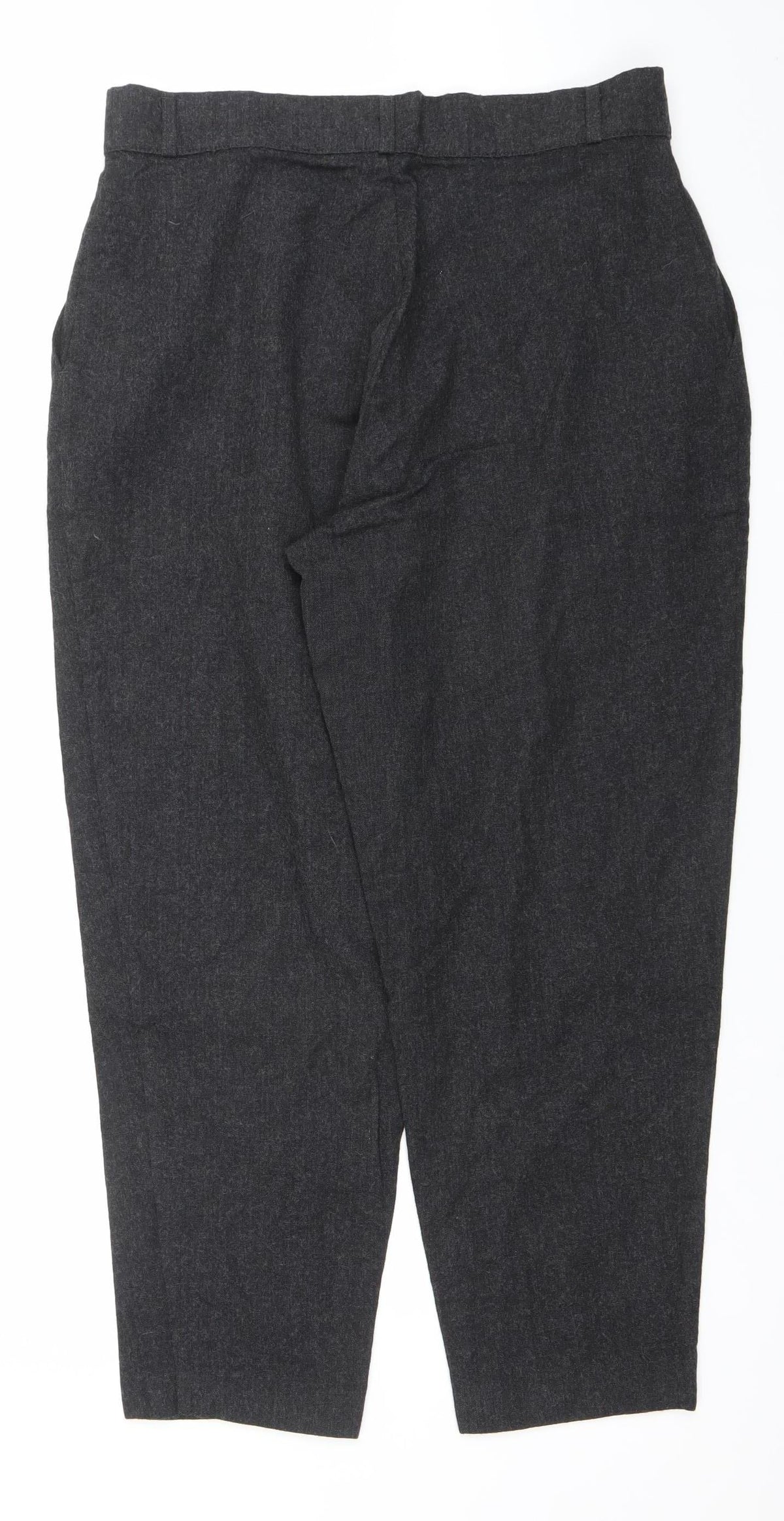 Women's Grey Regular Fit Pleated Trousers Size 18 Stretch Cotton Blend