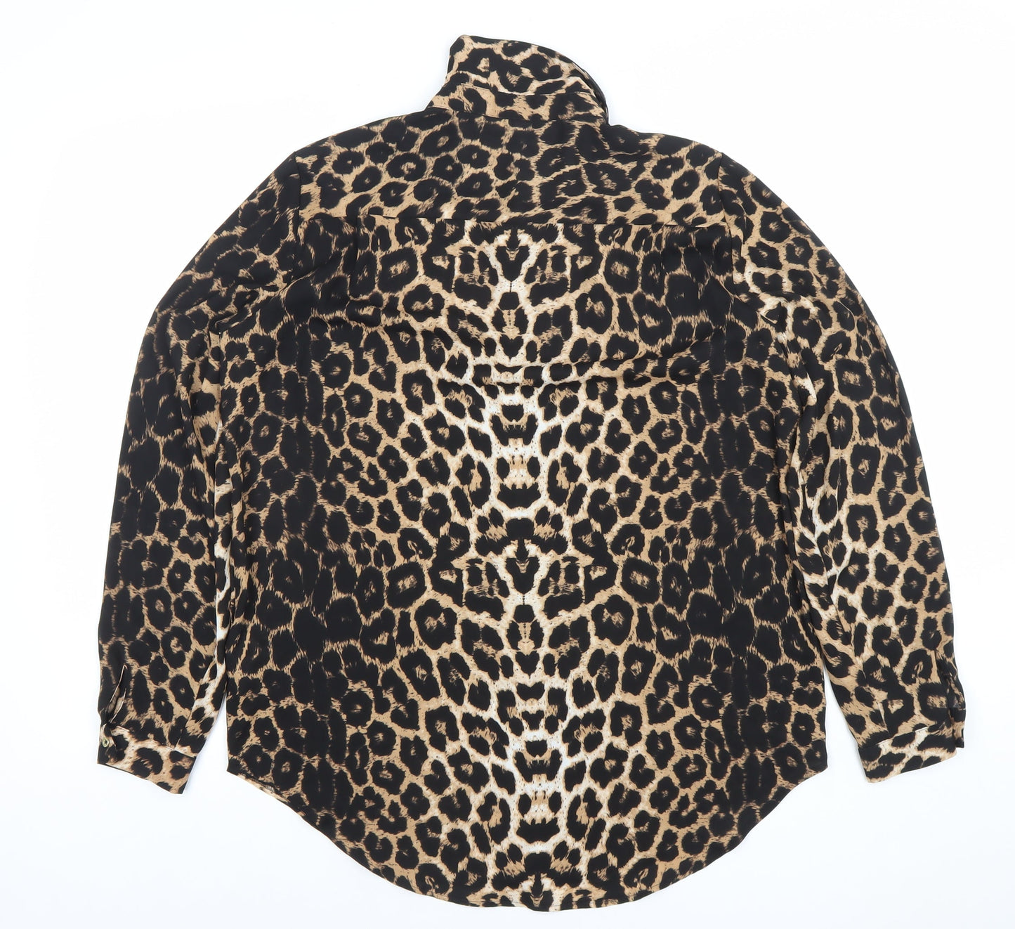 Marks and Spencer Women's Brown Leopard Print Button-Up Shirt UK 12