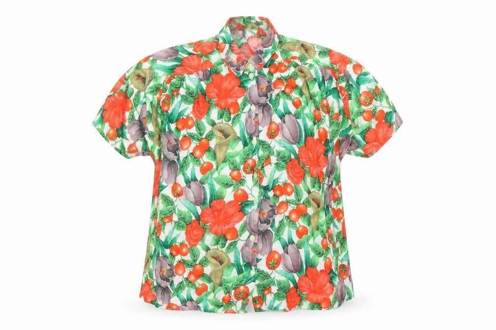 St Bernard Womens Multicoloured Floral Linen Blend Short Sleeve Button-Up Shirt Size 10
