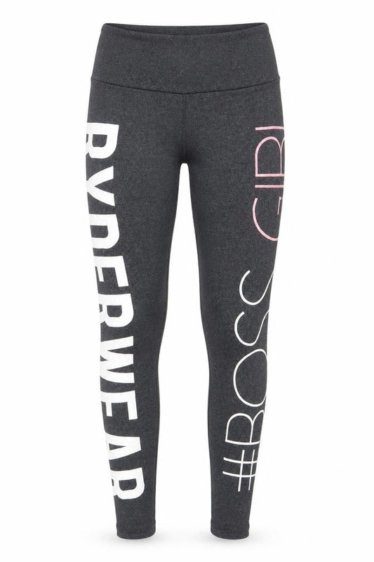 Ryderwear Women's Grey #BossGirl Slogan Gym Leggings Size S