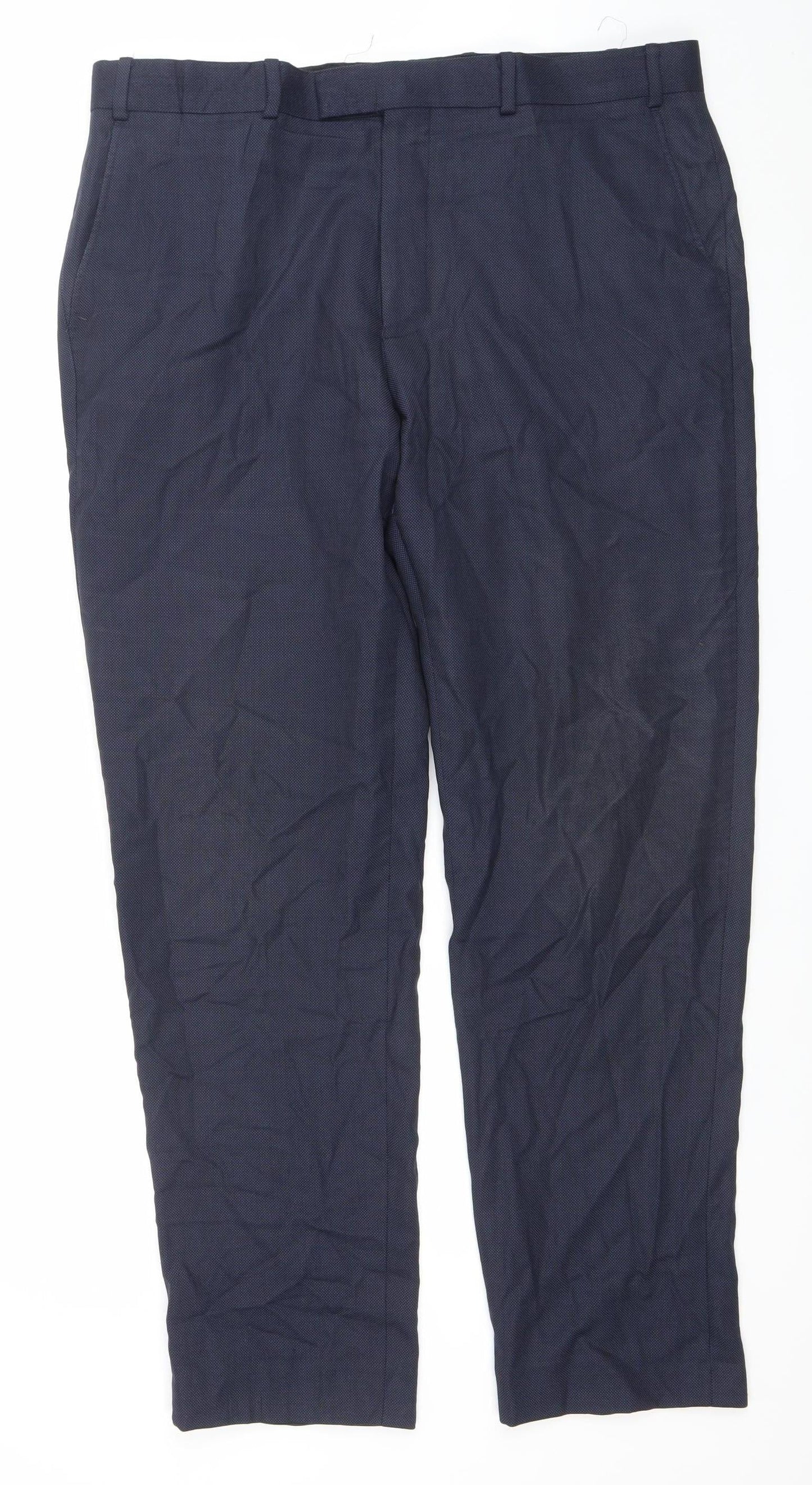Chester Barrie Men's Blue Regular Fit Wool Dress Trousers 34R