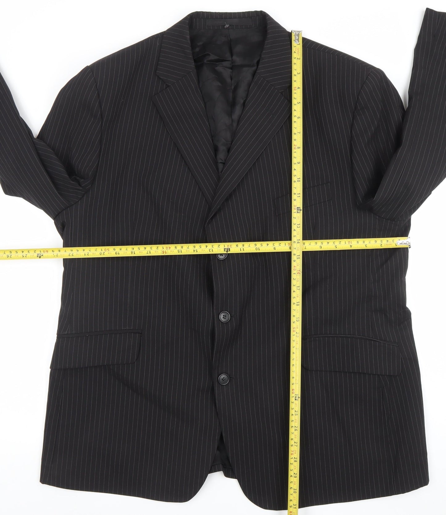 Marks and Spencer Men’s Black Pinstripe Wool Blazer Jacket 40R