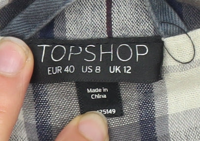 Topshop Women's Blue Hooded Parka Jacket Size 12 Cotton Blend