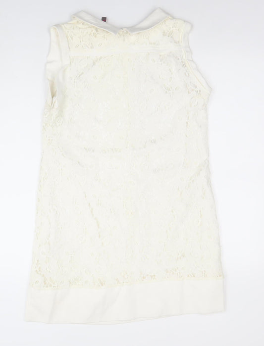 Cherry Design Women Ivory Lace Shift Dress Size 12 Wedding Formal