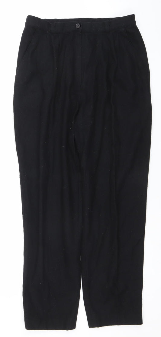 Canda Womens Black Size 16 Straight Leg Lined Wool Blend Trousers