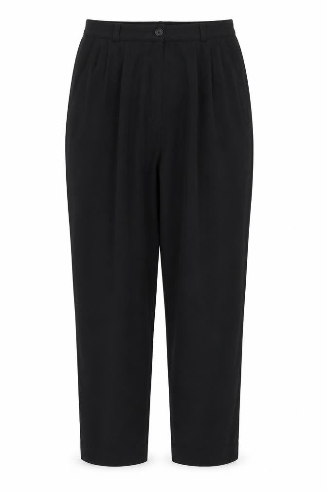 Canda Womens Black Size 16 Straight Leg Lined Wool Blend Trousers