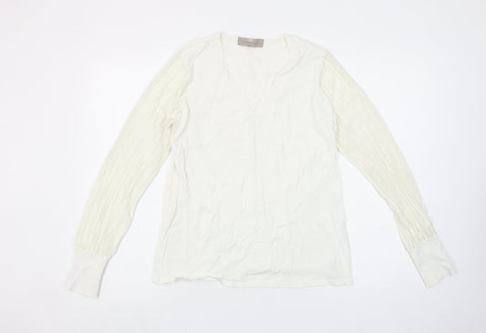 Paul Costelloe Living Women’s Ivory V-Neck Long Sleeve Blouse Size 14