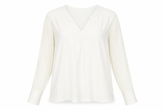 Paul Costelloe Living Women’s Ivory V-Neck Long Sleeve Blouse Size 14