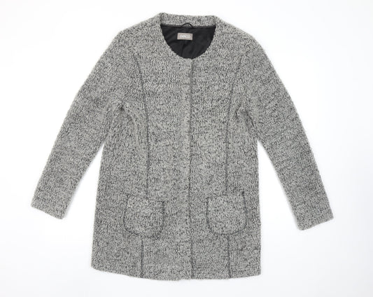 Gelco Women Grey Chunky-Knit Long Sleeve Cardigan Size 12