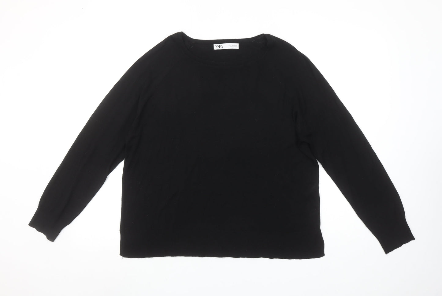 Zara Women Black Size 12 Crew Neck Knit Jumper