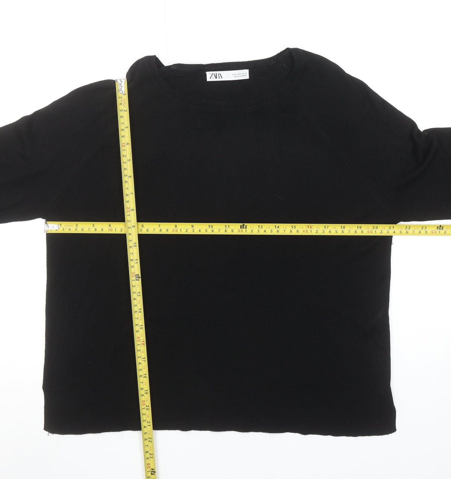 Zara Women Black Size 12 Crew Neck Knit Jumper