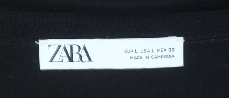 Zara Women Black Size 12 Crew Neck Knit Jumper