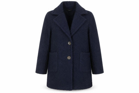 Dunnes Women's Navy Blue Mid-Length Button Coat Size 14