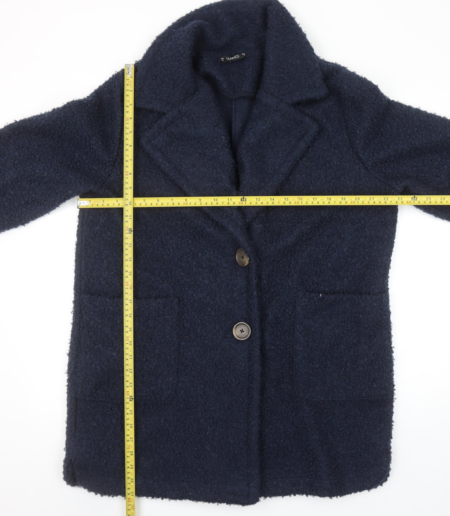 Dunnes Stores Women's Navy Blue Mid-Length Button Coat Size 14