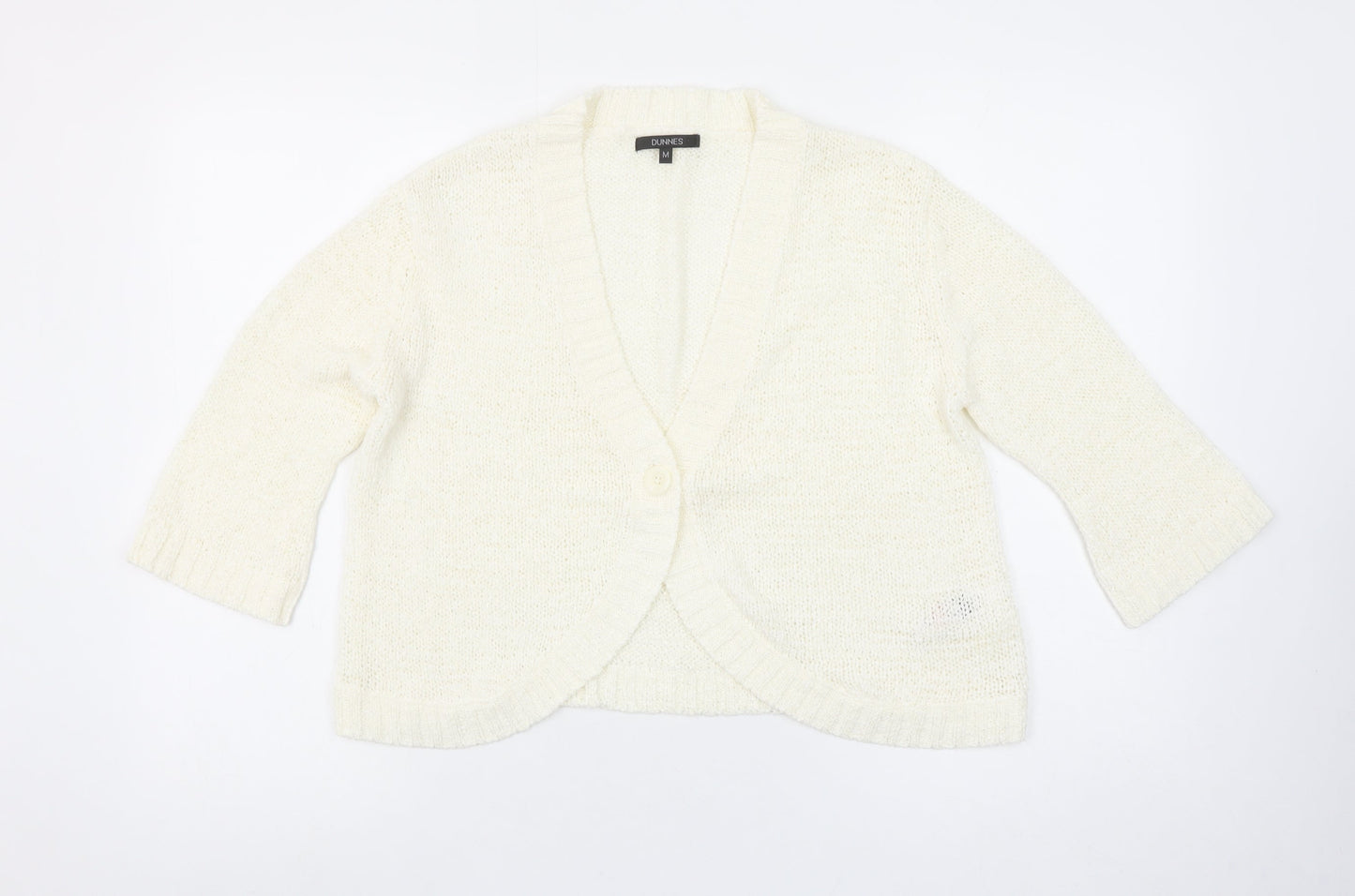 Dunnes Women’s Ivory Chunky-Knit V-Neck 3/4 Sleeve Cardigan M
