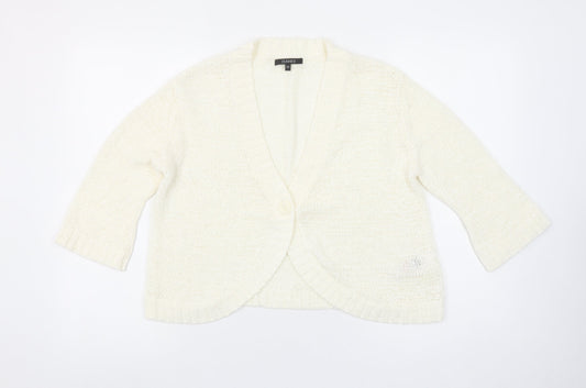 Dunnes Women’s Ivory Chunky-Knit V-Neck 3/4 Sleeve Cardigan M
