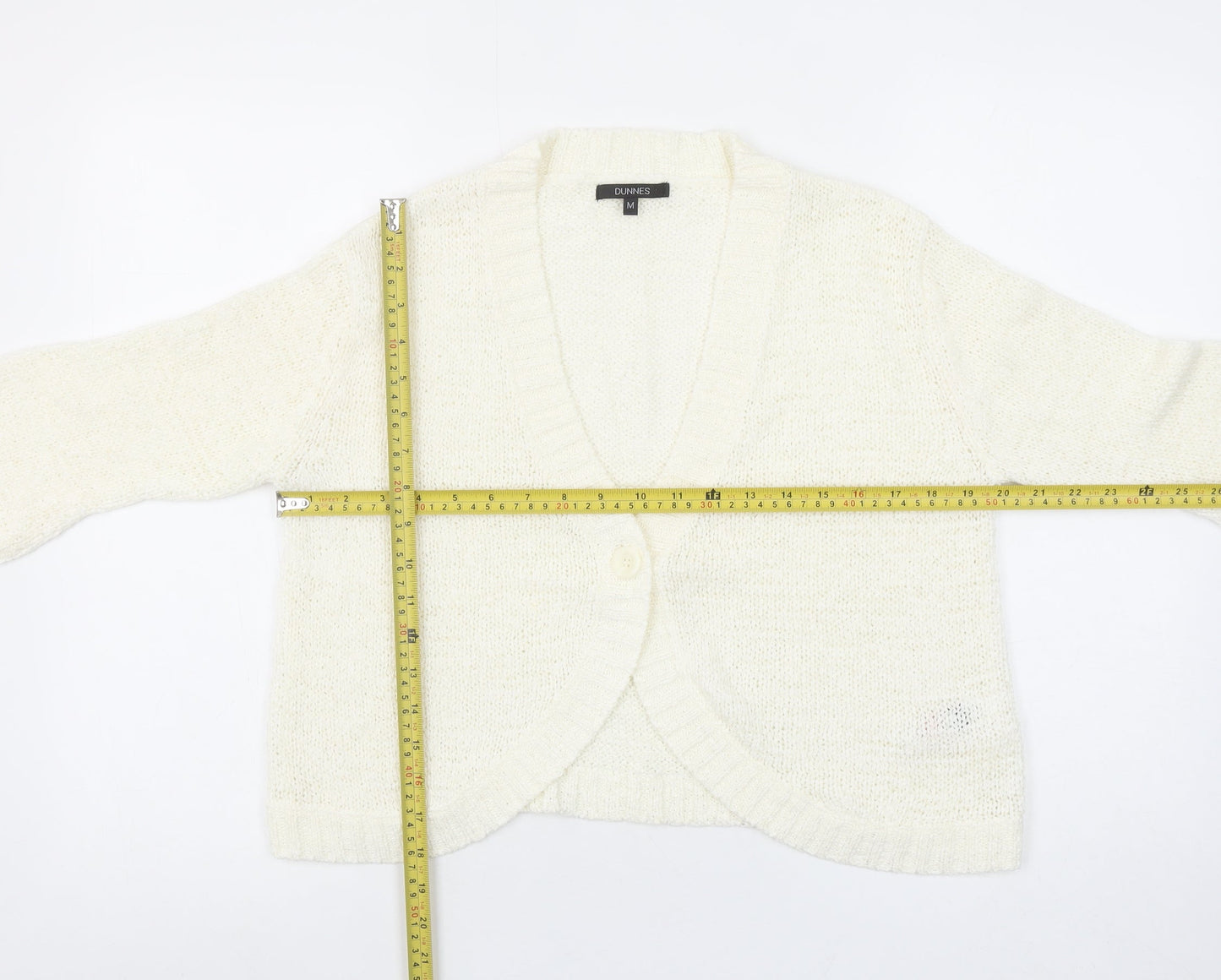 Dunnes Women’s Ivory Chunky-Knit V-Neck 3/4 Sleeve Cardigan M