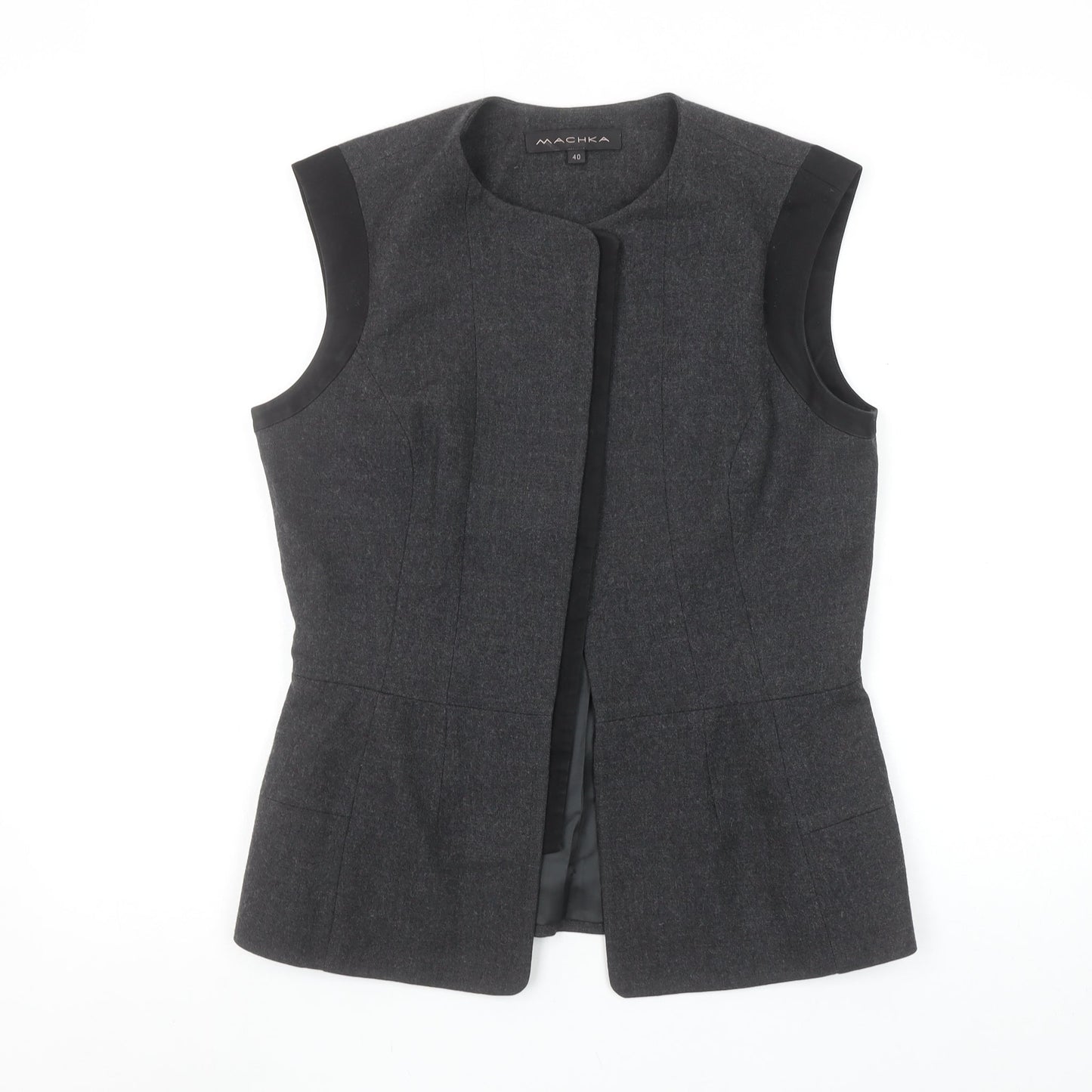 Machka Women Grey Wool Blend Sleeveless Suit Waistcoat Size 12