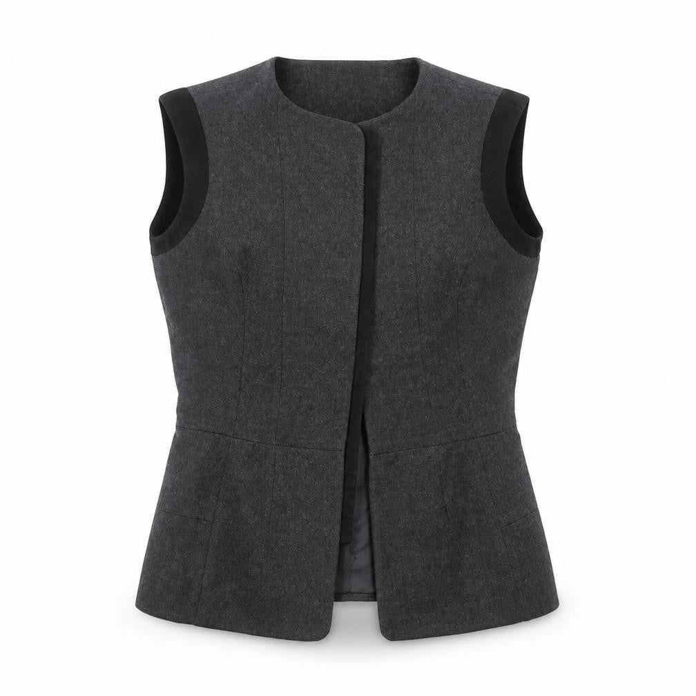 Machka Women Grey Wool Blend Sleeveless Suit Waistcoat Size 12