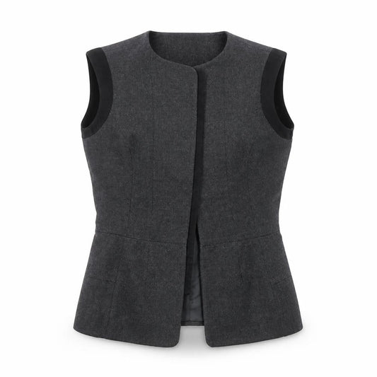 Machka Women Grey Wool Blend Sleeveless Suit Waistcoat Size 12