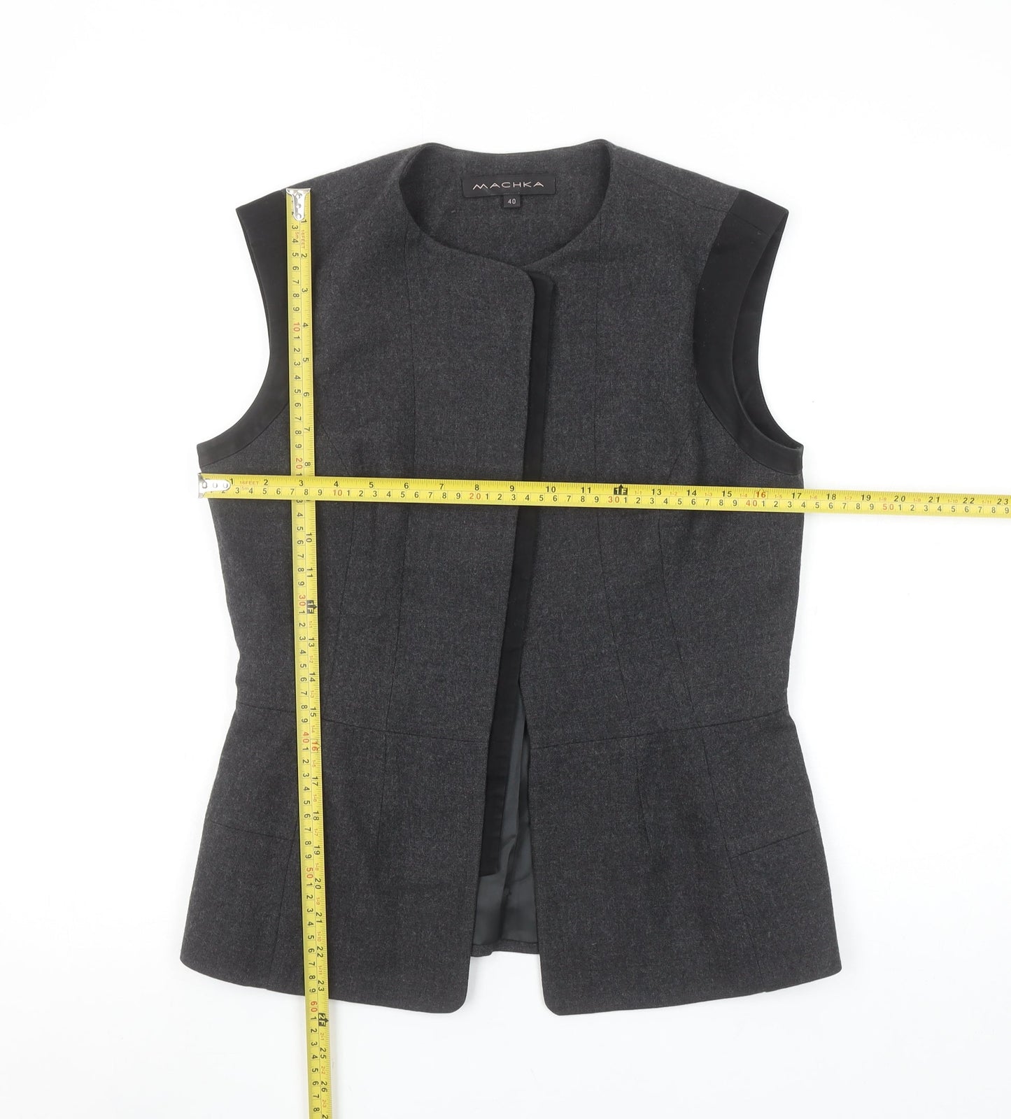 Machka Women Grey Wool Blend Sleeveless Suit Waistcoat Size 12