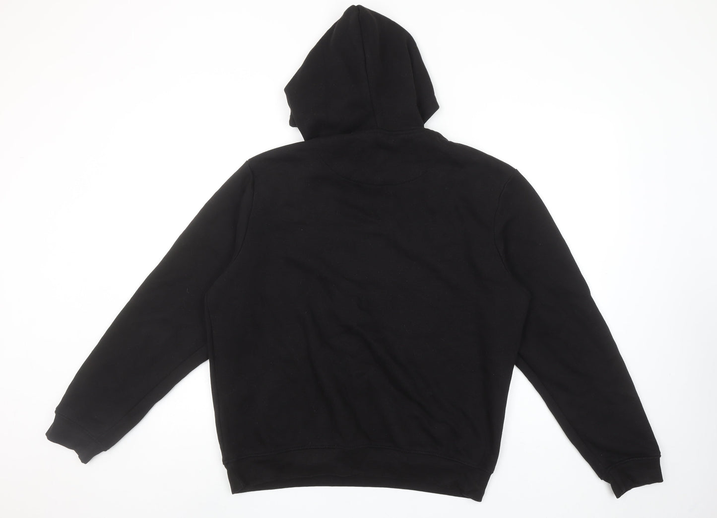 boohooMAN Men Black Pullover Hoodie M Regular Fit Embroidered Logo