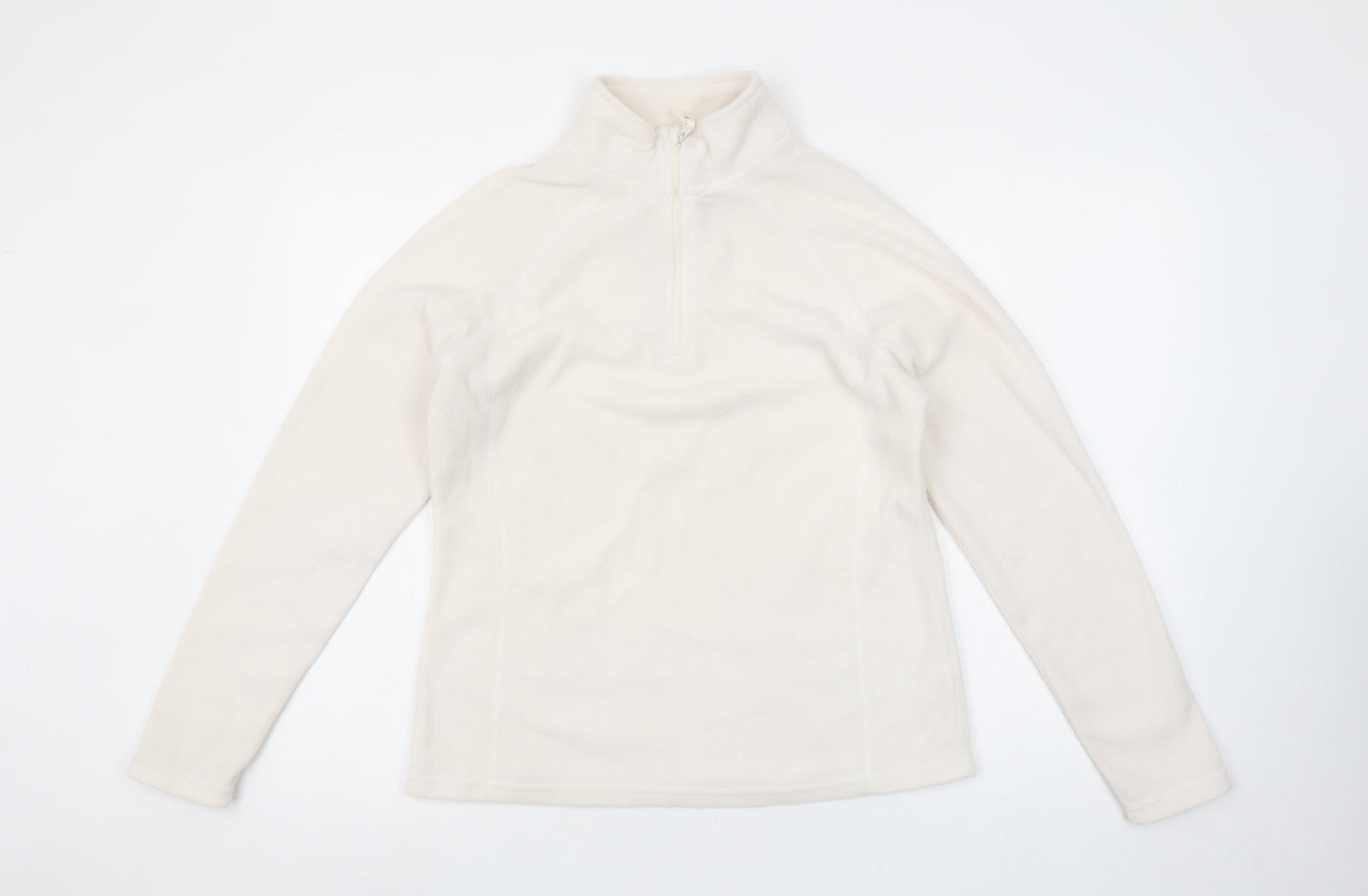 Atmosphere Women Ivory Fleece Pullover Sweatshirt Size 12 1/2 Zip Classic Fit