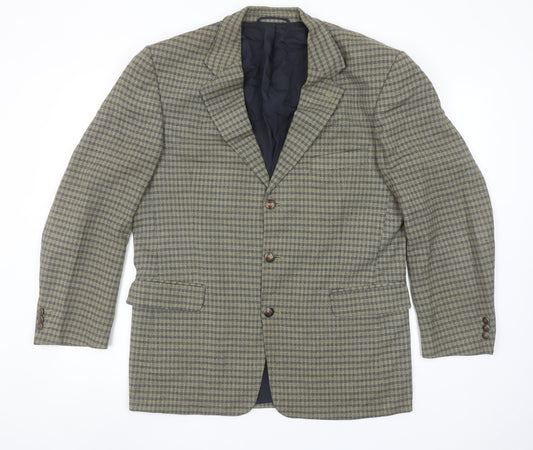 Bernhardt Men's Brown Check Wool Blend Blazer Jacket Size 48 Regular