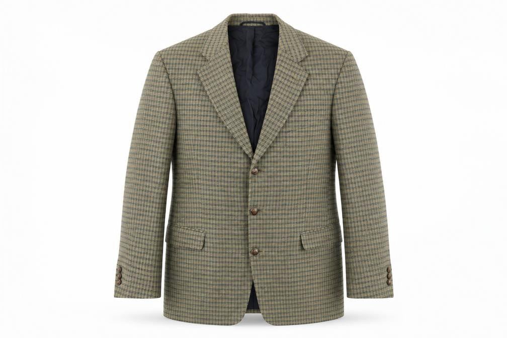 Bernhardt Men's Brown Check Wool Blend Blazer Jacket Size 48 Regular