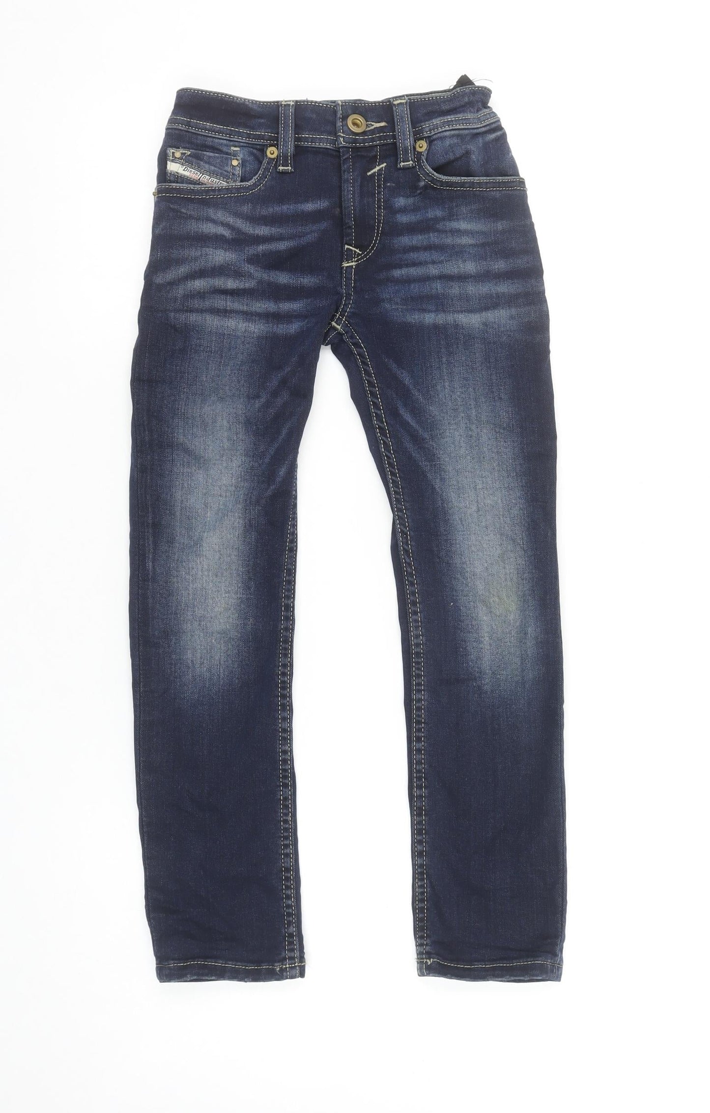 Diesel Girls Blue Straight Jeans Size 6 Years Regular Stretch Denim