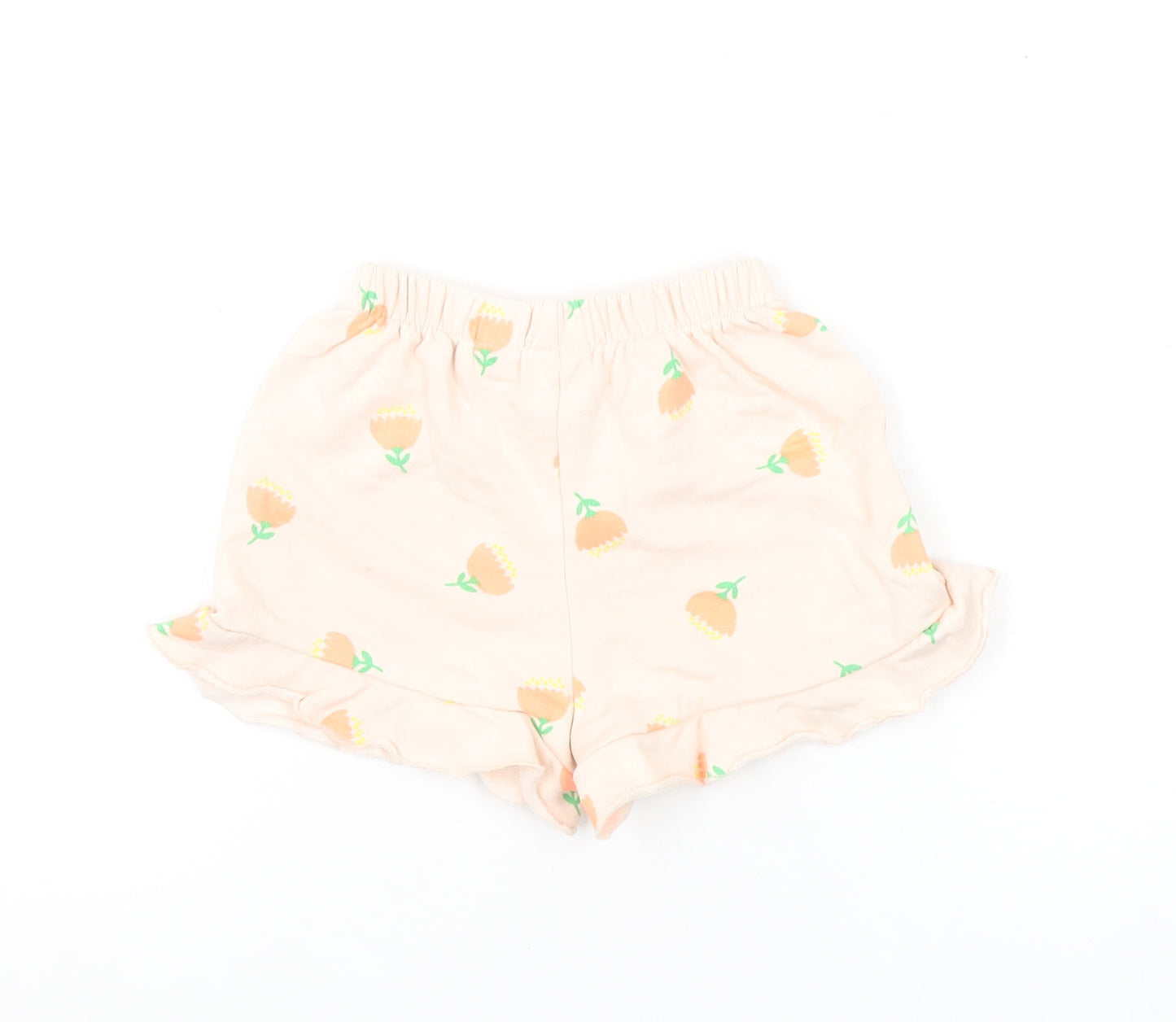 Zara Girls Pink Floral Ruffle Jersey Shorts Size 5 Years