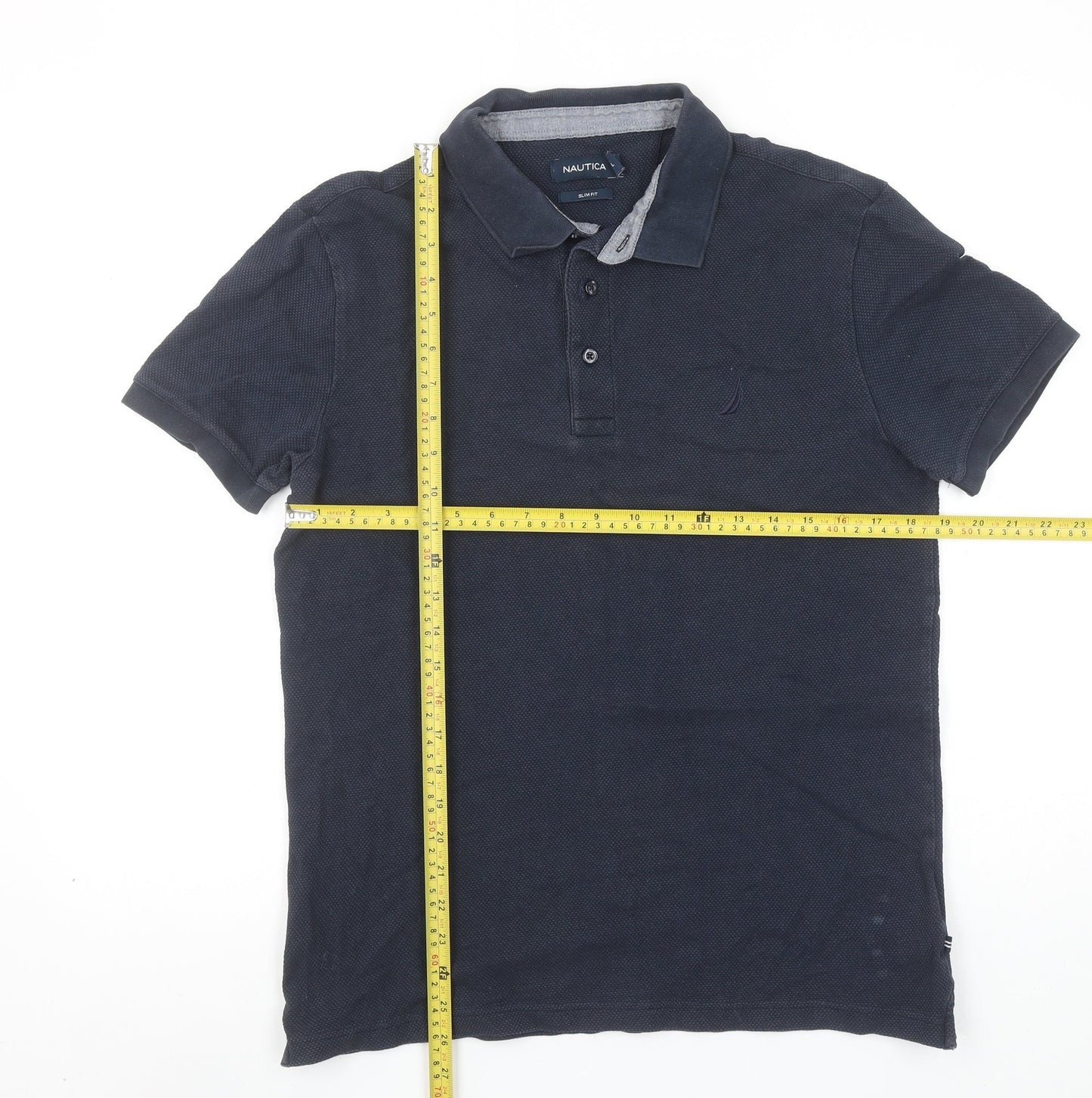 Nautica Men's Blue Slim Fit Short Sleeve Polo Shirt Size L