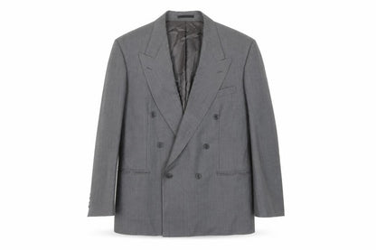 Anthony Ryan Ltd Men Grey Wool Double-Breasted Blazer 44R Classic Fit