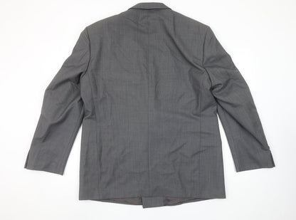 Anthony Ryan Ltd Men Grey Wool Double-Breasted Blazer 44R Classic Fit