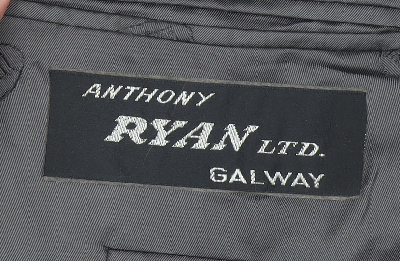 Anthony Ryan Ltd Men Grey Wool Double-Breasted Blazer 44R Classic Fit