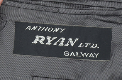 Anthony Ryan Ltd Men Grey Wool Double-Breasted Blazer 44R Classic Fit