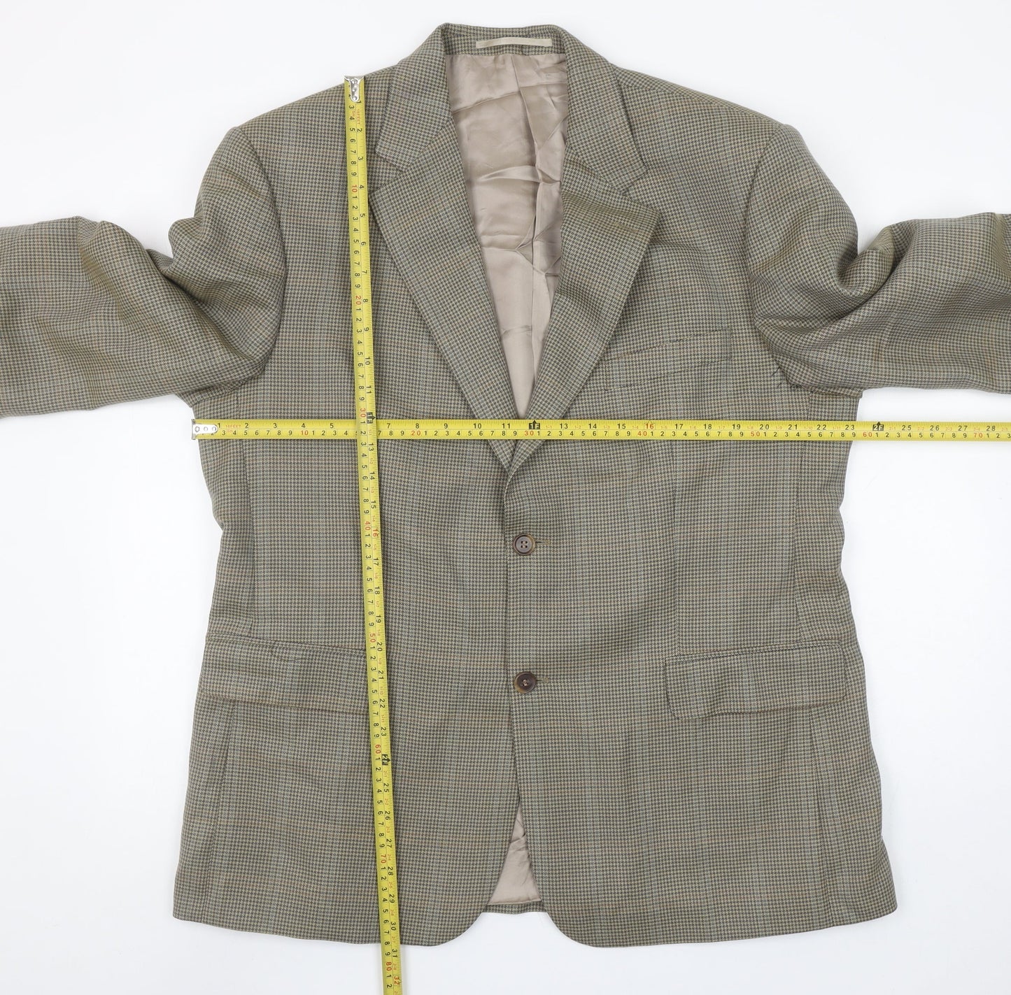 Wellington Executive Men's Brown Check Wool Blend Blazer Jacket Size 44S