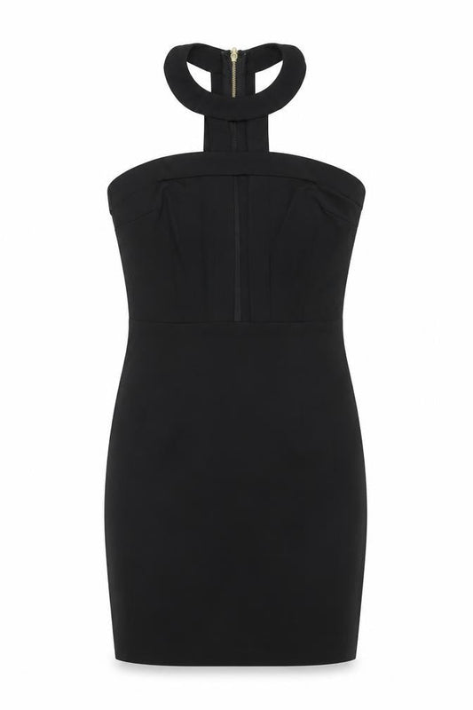 Missguided Women's Black Size 6 Bodycon High Neck Party Dress