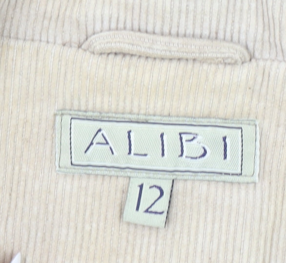 Alibi Women’s Beige Corduroy Floral Embroidered Blazer Size 12