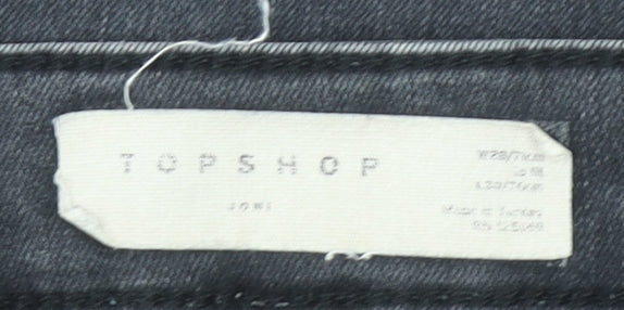 Topshop Women Grey Distressed Skinny Jeans Size 10 High Rise Stretch Denim