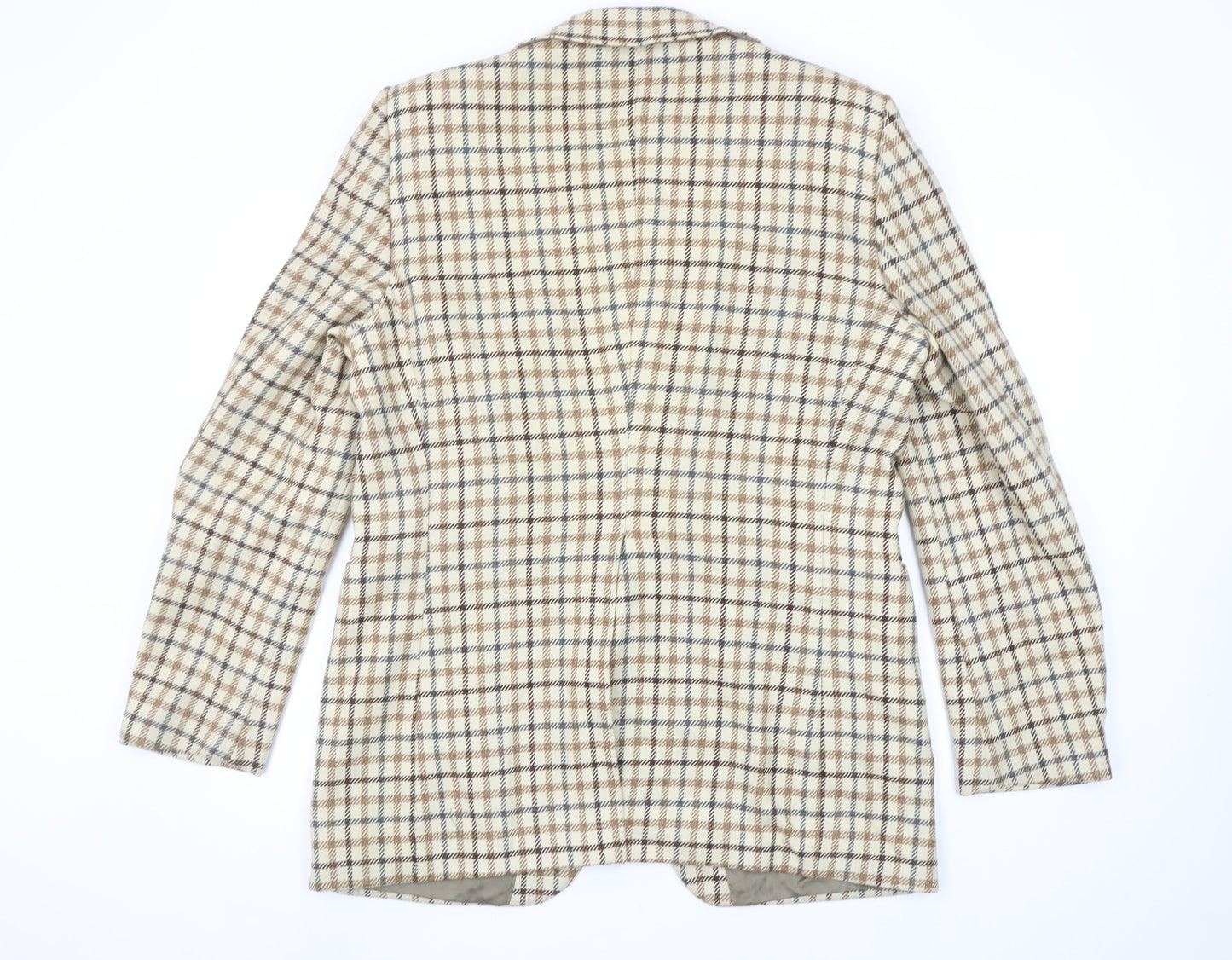 Burton by Van Gils Men's Beige Check Wool Blazer Size 44 Classic Jacket