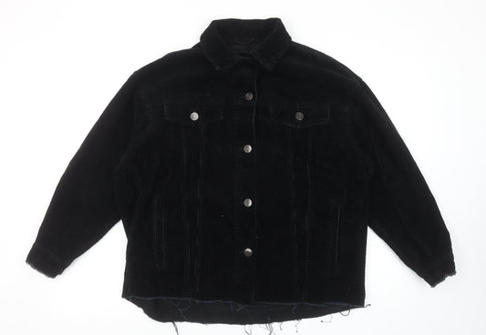 Zara Women's Black Corduroy Jacket XS Casual Button-Up Outerwear