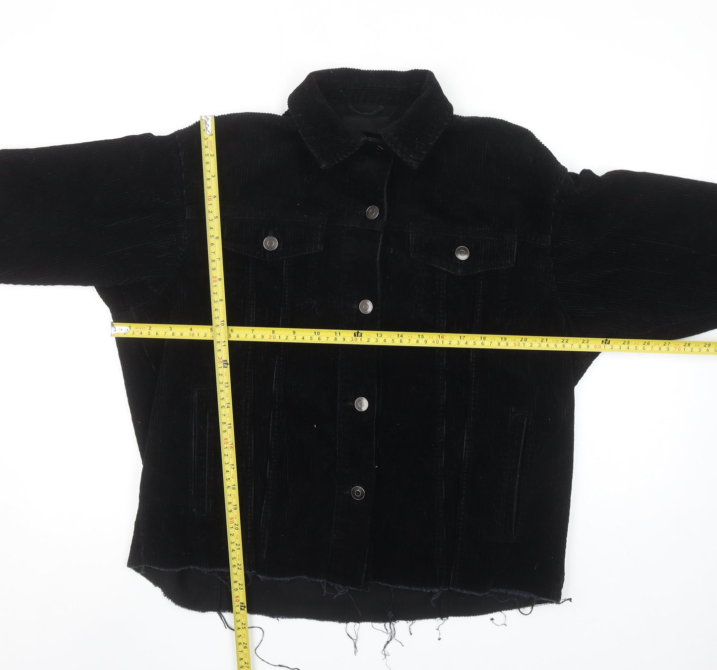 Zara Women's Black Corduroy Jacket XS Casual Button-Up Outerwear