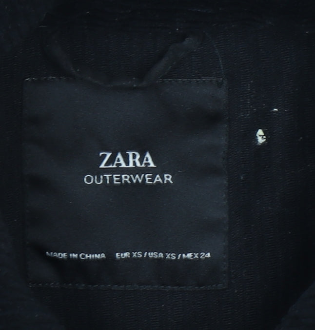 Zara Women's Black Corduroy Jacket XS Casual Button-Up Outerwear
